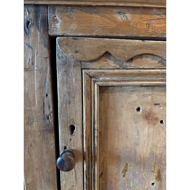 19th Century Primitive French Pine Hanging Cabinet, Original Painted Interior For Sale In Miami - Image 6 of 16