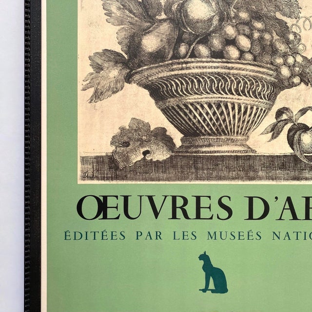 Pistachio Demetrios Galanis Vintage 1956 Neoclassical Mourlot Lithograph Print Framed Art Deco Algiers Exhibition Poster " Basket of Fruit " 1924 For Sale - Image 8 of 18