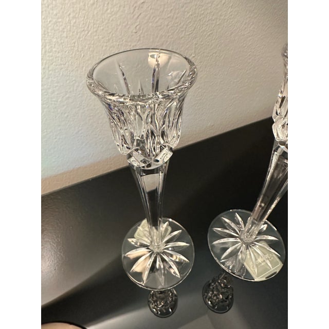 Glass Gorham Lady Anne Crystal Candlesticks- A Pair For Sale - Image 7 of 8