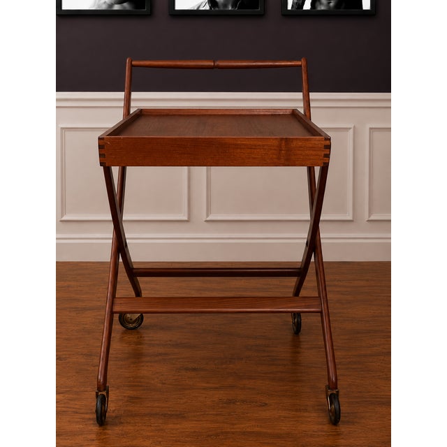 Vintage Mid-Century Teak Folding Tea Bar Cart – Danish Scandinavian Modern For Sale - Image 4 of 17