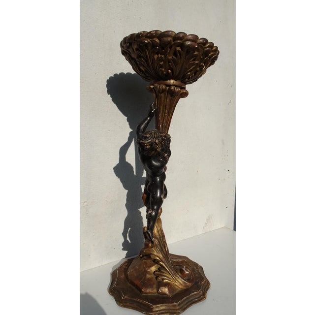 Antique Italian Carved and Gilded Wooden Plant Stand with Putti, 1890s For Sale - Image 6 of 18