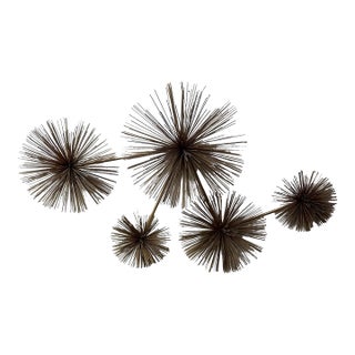 1960s Mid Century Modern Brass Mural Sculptures “See Urchin”. For Sale