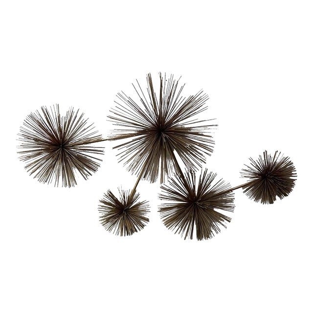 1960s Mid Century Modern Brass Mural Sculptures “See Urchin”. For Sale