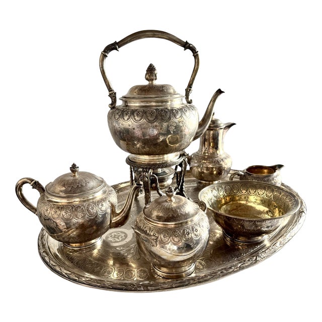 Russian Imperial Baronial Heraldic Silver Service from Odiot Paris, Set of 7 For Sale