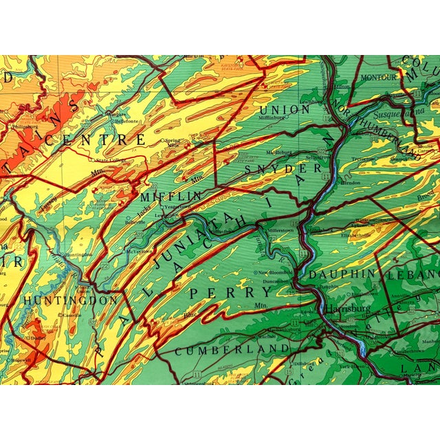 Vintage 1950's Pull-Down School Map of Pennsylvania by Nystrom For Sale - Image 6 of 15