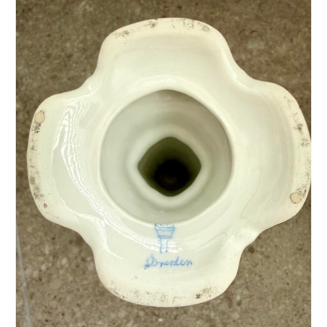 Dresden, Germany Hand Painted Floral With Gold Accents Porcelain Candlestick For Sale - Image 11 of 12