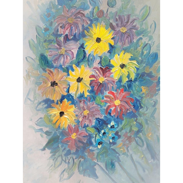 Fernand Rolland, Bouquet of Dahlias, 1961, Oil on Canvas, Framed For Sale - Image 7 of 9