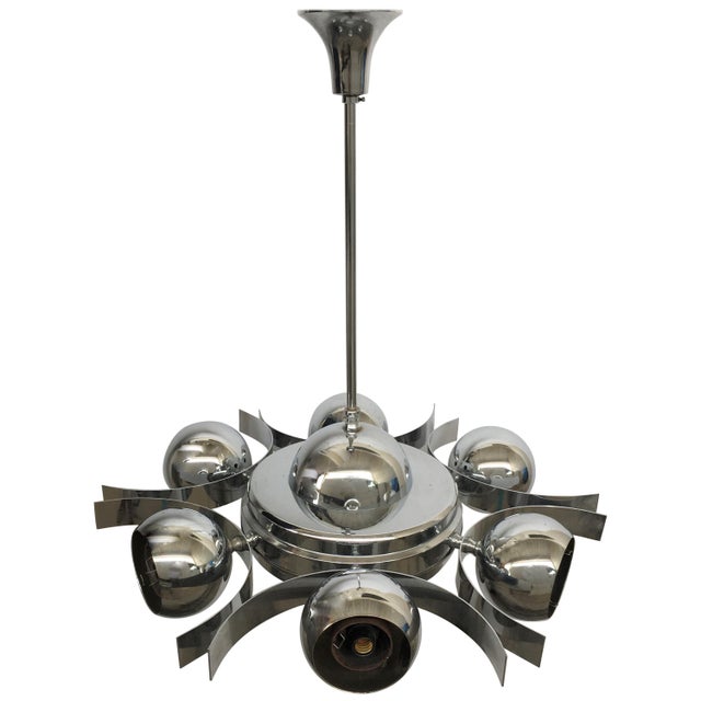 Italian Pop Art Space Age Chrome Ceiling Lamp With Six Balls, 1960s For Sale - Image 9 of 9