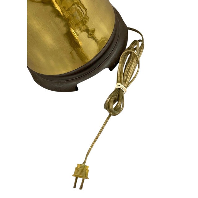 Vintage Pair of Large Ginger Jar Form Brass Lamps With Mahogany Carved Bases For Sale - Image 9 of 12