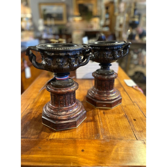 19th Century Pair of Italian Bronze Grand Tour Urns. Beautiful pair purchased in France. Age appropriate wear, see...