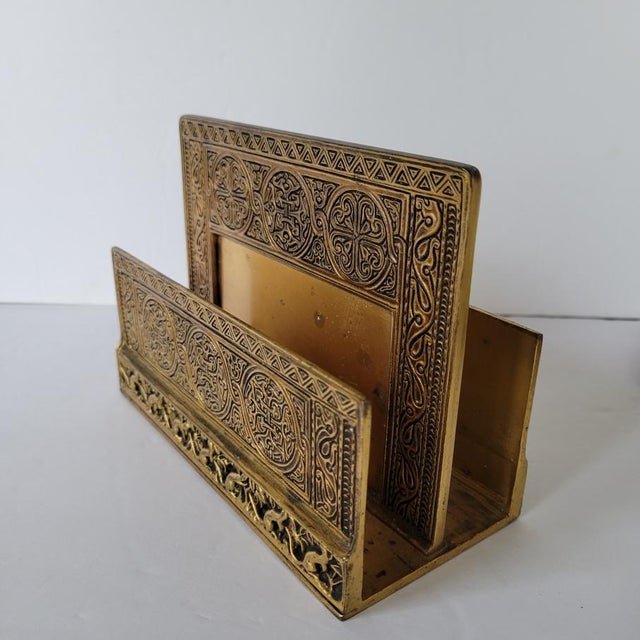 Tiffany Studios Circa 1915 Tiffany Studios Venetian Pattern Gilt Bronze Writing Desk Set For Sale - Image 4 of 16