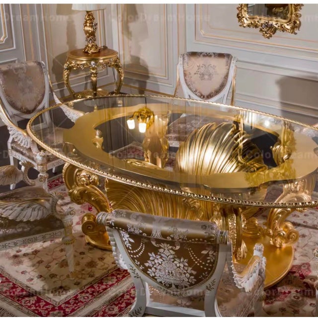 Maison Velour Imperial Shell Baroque Dining Set – Table & 6 Chairs For Sale - Image 4 of 7