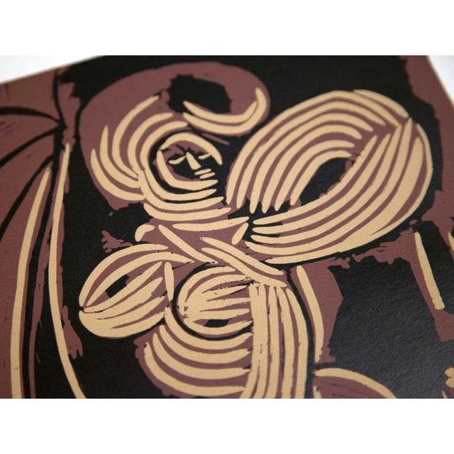 Modern Pablo Picasso Linogravure Ltd Ed. Plate Marked "... A La Guitare" W/ Frame For Sale - Image 4 of 6