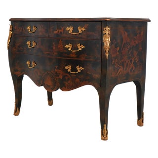 Maitland Smith Chinoiserie Bow Front Commode For Sale