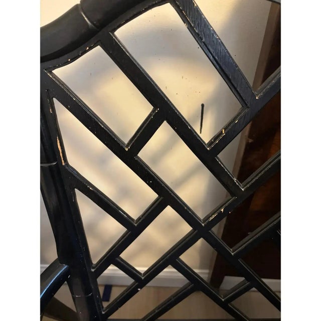 Black Chinoiserie Faux Bamboo Dining Chairs by Century Furniture- A Pair For Sale - Image 8 of 9