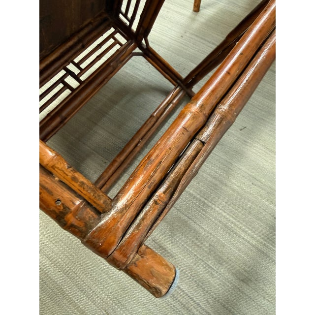 Organic Modern Dark Bamboo Side Table For Sale In San Francisco - Image 6 of 12