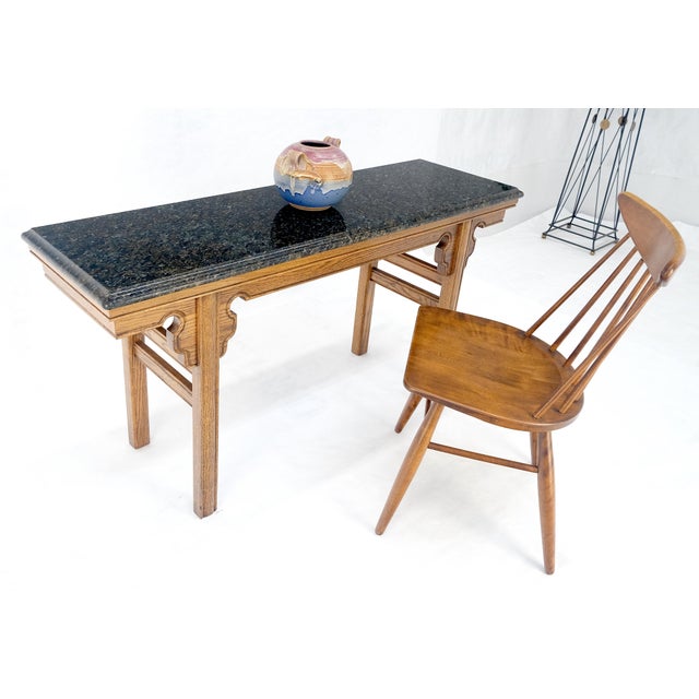 Black Heavily Carved Granite Top Asian Inspired Console Altar Table Console MINT For Sale - Image 8 of 12