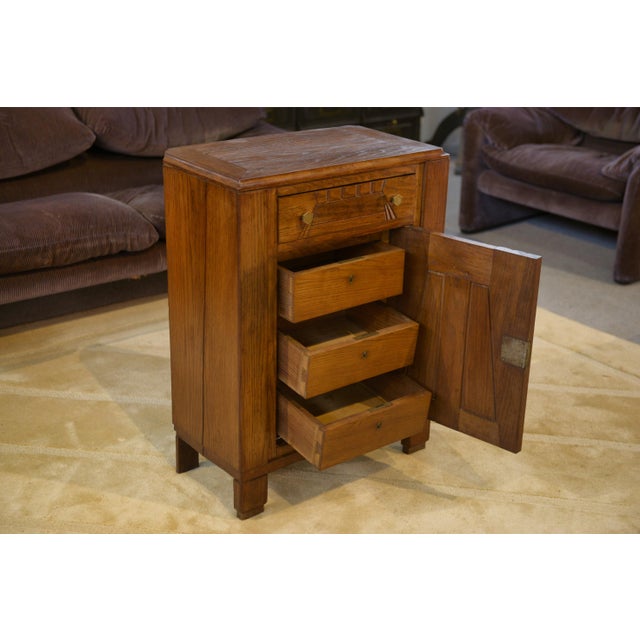 Art Deco Oak Chest of Drawers with 5 Drawers, 1930s For Sale - Image 10 of 12