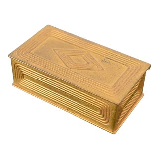Tiffany Studios New York Graduate Pattern Bronze Doré Stamp Box For Sale