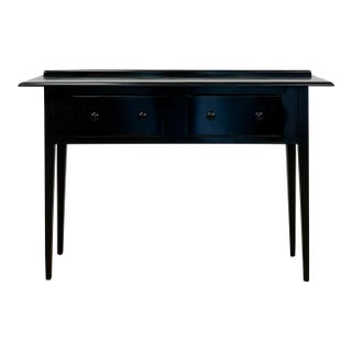 Nichols and Stone Solid Black Wood Console Two Drawers Modern Transitional For Sale