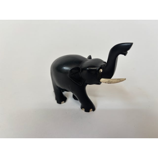 Wood Antique Hand Carved Anglo-Indian Elephant Sculpture, Ebonized Wood For Sale - Image 7 of 14