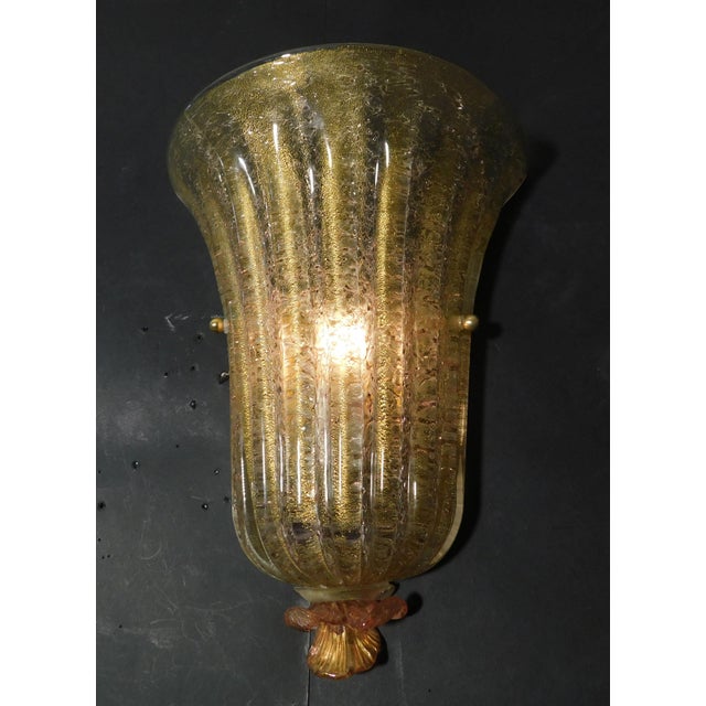 1960s 1960s Golden Shield Sconces, a Pair For Sale - Image 5 of 9