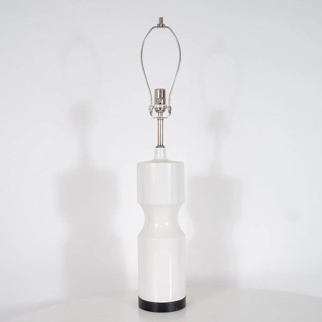 Mid-Century Modern "turned" Ceramic Table Lamps - A Pair For Sale - Image 3 of 8