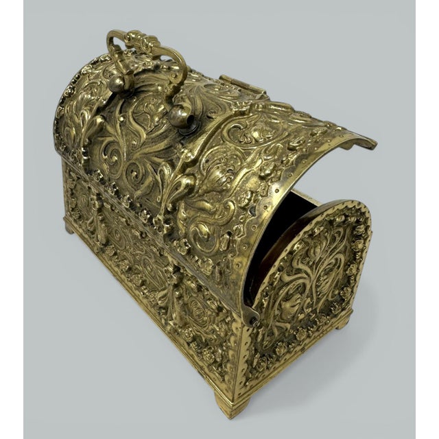 Antique Vintage Ladys Ormolu Bronze Dore German Jewelery Box Casket Art Nouveau For Sale - Image 4 of 9