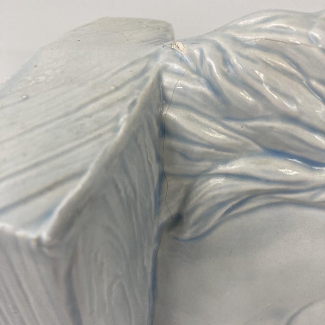 VTG Set 2 Mid Century Ceramic Horse Head Bookends Pale Blue White Glazed 8.5" For Sale - Image 10 of 11