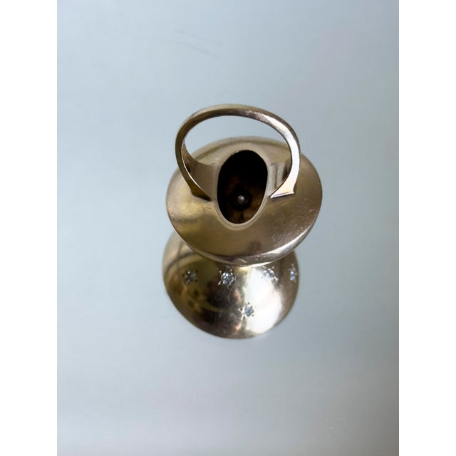 Mid-Century Modern 1960s 14k Gold Diamond Starburst Dome Ring With Celestial Modernist Design, Size 6.5 For Sale - Image 3 of 8