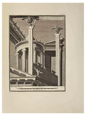 Carlo Oraty, Roman Temple Fresco, Etching, 18th Century