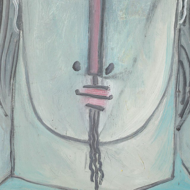Mid-Century Modernist Abstract Cubist Portrait in Oil on Canvas Signed Augusti For Sale In New York - Image 6 of 9