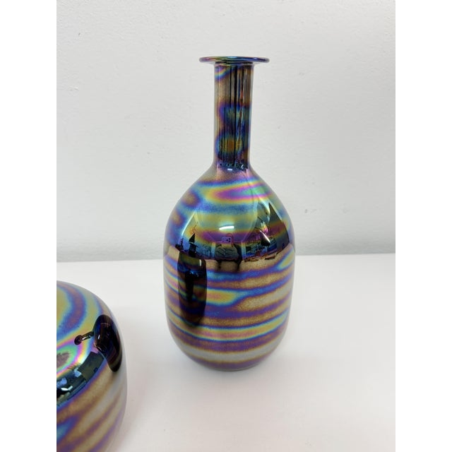 Iridescent Murano Glass Vases by Nason & Moretti, 1960, Set of 2 For Sale - Image 4 of 11