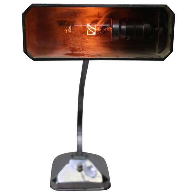 Vintage Art Deco Silver Bankers Desk Light For Sale - Image 3 of 7