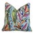 Designer Enrique Carnival Colorful Botanical Floral Leaf Feather/Down Pillow 22" Square For Sale