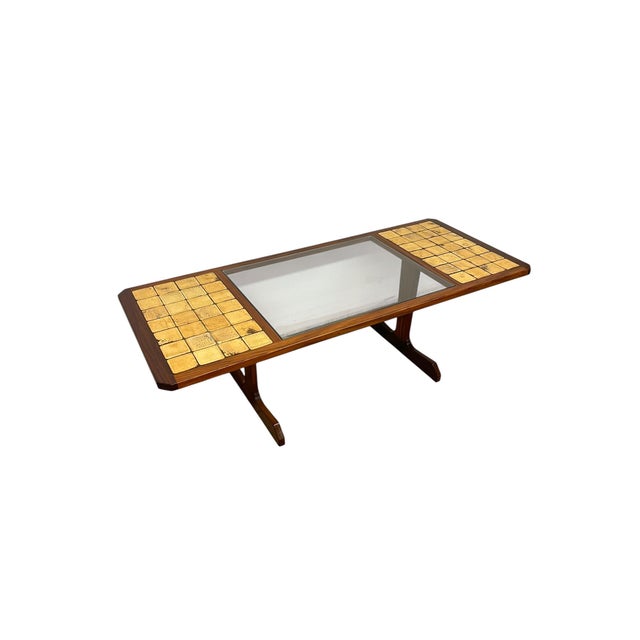 Mid-Century Modern Vintage Mid-Century Modern Tile-Top Coffee Table With Removable Glass Center Panel For Sale - Image 3 of 9