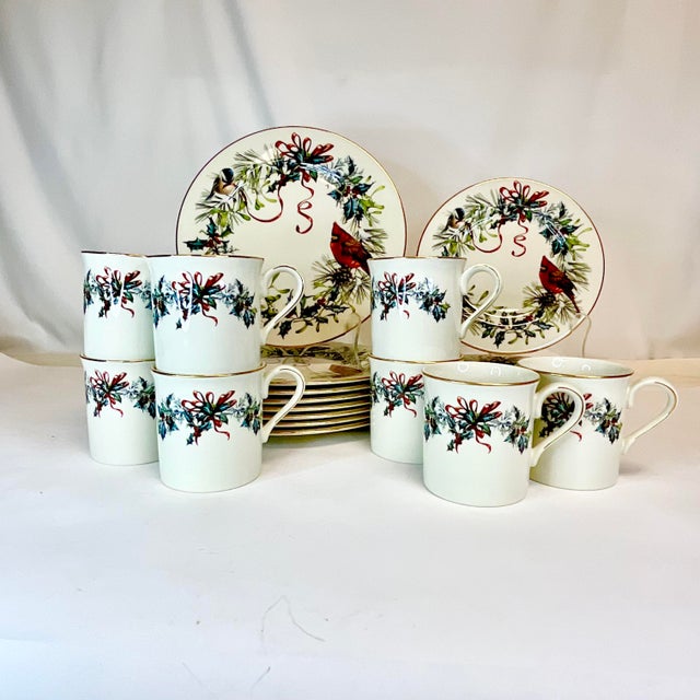 1990s 1990s Vintage Americana Arts & Crafts Boho Chic Christmas Lenox Winter Greetings - 24 PCS Set, Service for 8 For Sale - Image 5 of 15