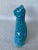 Vintage Blue and Black Spotted Ceramic Cat For Sale - Image 4 of 9