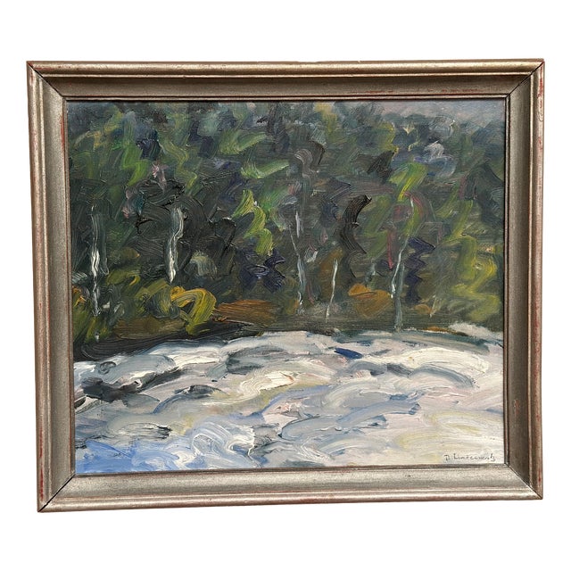 Bertil Lindecrantz, Vinterlandskap, 1950s, Oil on Canvas, Framed For Sale