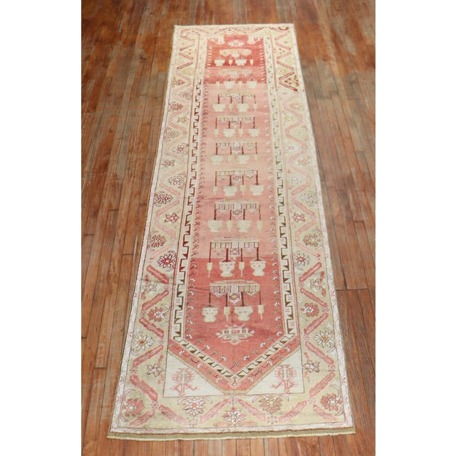 Early 20th Century Early 20th Century Zabihi Collection Turkish Oushak Runner - 3'4" x 13'4" For Sale - Image 5 of 6
