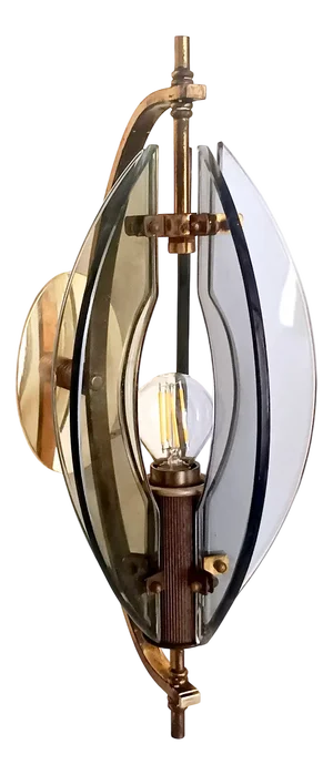 Smoked Glass and Brass Wall Sconce attributed to Gino Paroldo, 1960s