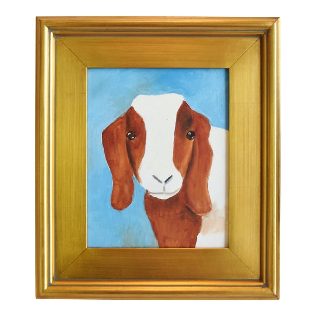 Rustic Country Farmhouse Folk Art Goat Billy Goat Nanny Painting W
