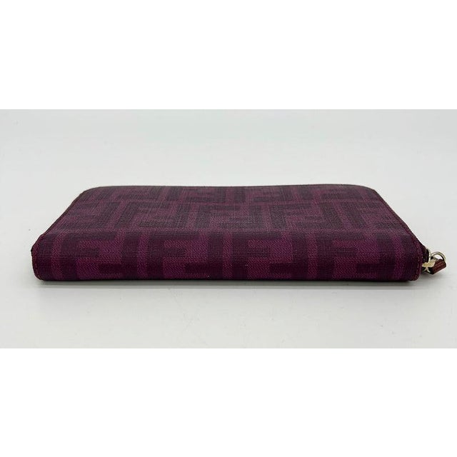 Textile Mid 20th Century Fendi Purple Zucca Coated Canvas Long Wallet For Sale - Image 7 of 11