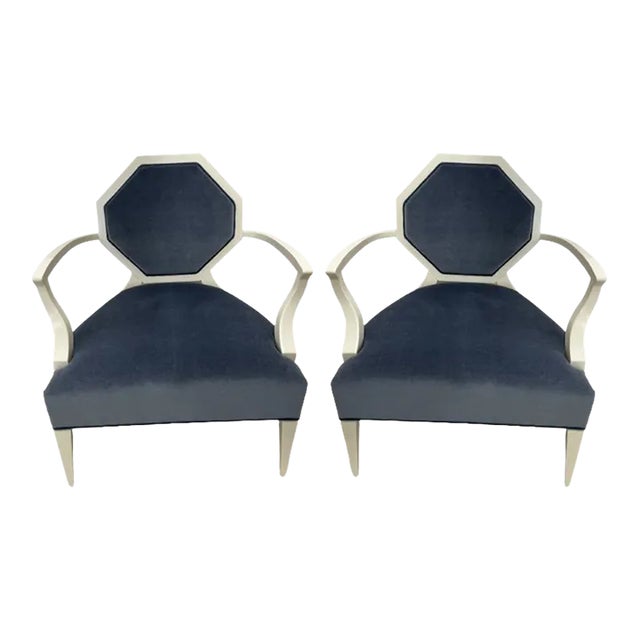 Pair of Custom Octagonal Upholstered Arm Chair | Chairish