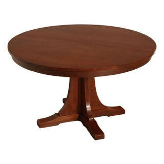 Stickley Mission Collection Round Oak Expandable Dining Table For Sale