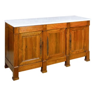 French Walnut 19th Century Three-Door Enfilade with Marble Top and Pilasters For Sale