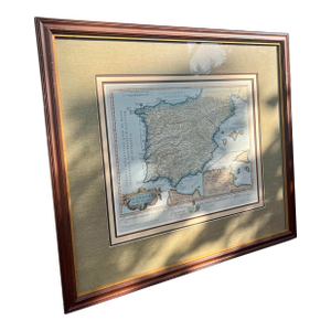 Framed Antique Re-Printing Map of Spain