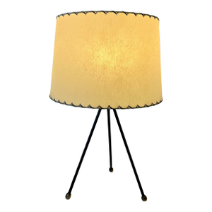 Mid-Century Modern Tripod Table Lamp With Laced Parchment Shade