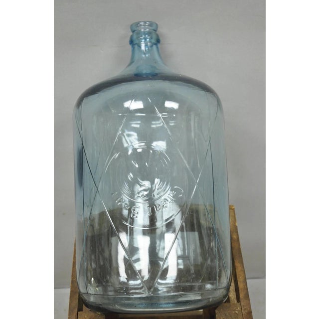 Vintage Great Bear Blue 5 Gallon Glass Carboy Jug in Wooden Crate For Sale - Image 12 of 13
