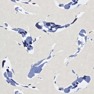 Harlequin Koi Wallpaper in Indigo For Sale